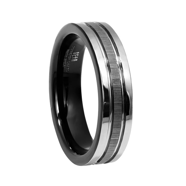 Siena Silver and Black Tungsten Ring