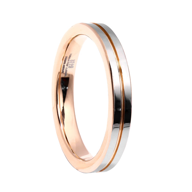 Paris Silver and Rose Tungsten Ring
