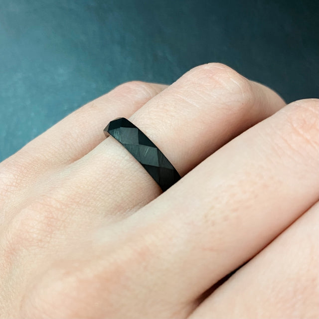 Matte Black Rhodium Orb Tungsten Ring