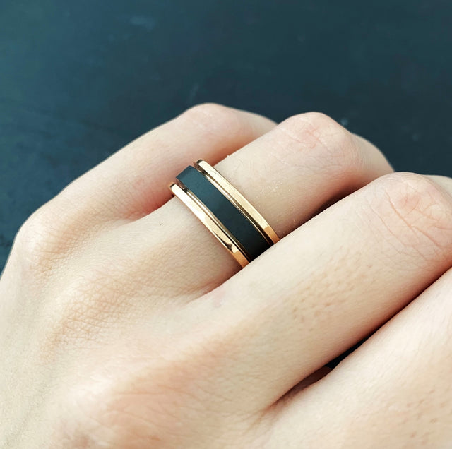 Matte Black True Rhodium Tungsten Ring