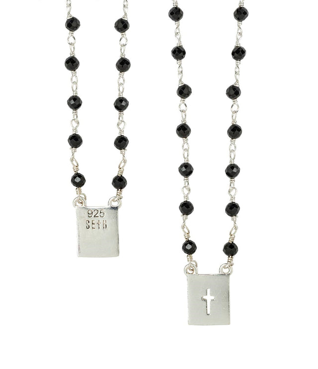 Silver Onyx Rosary Scapular