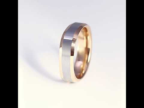 Shiver Silver and Rose Tungsten Ring